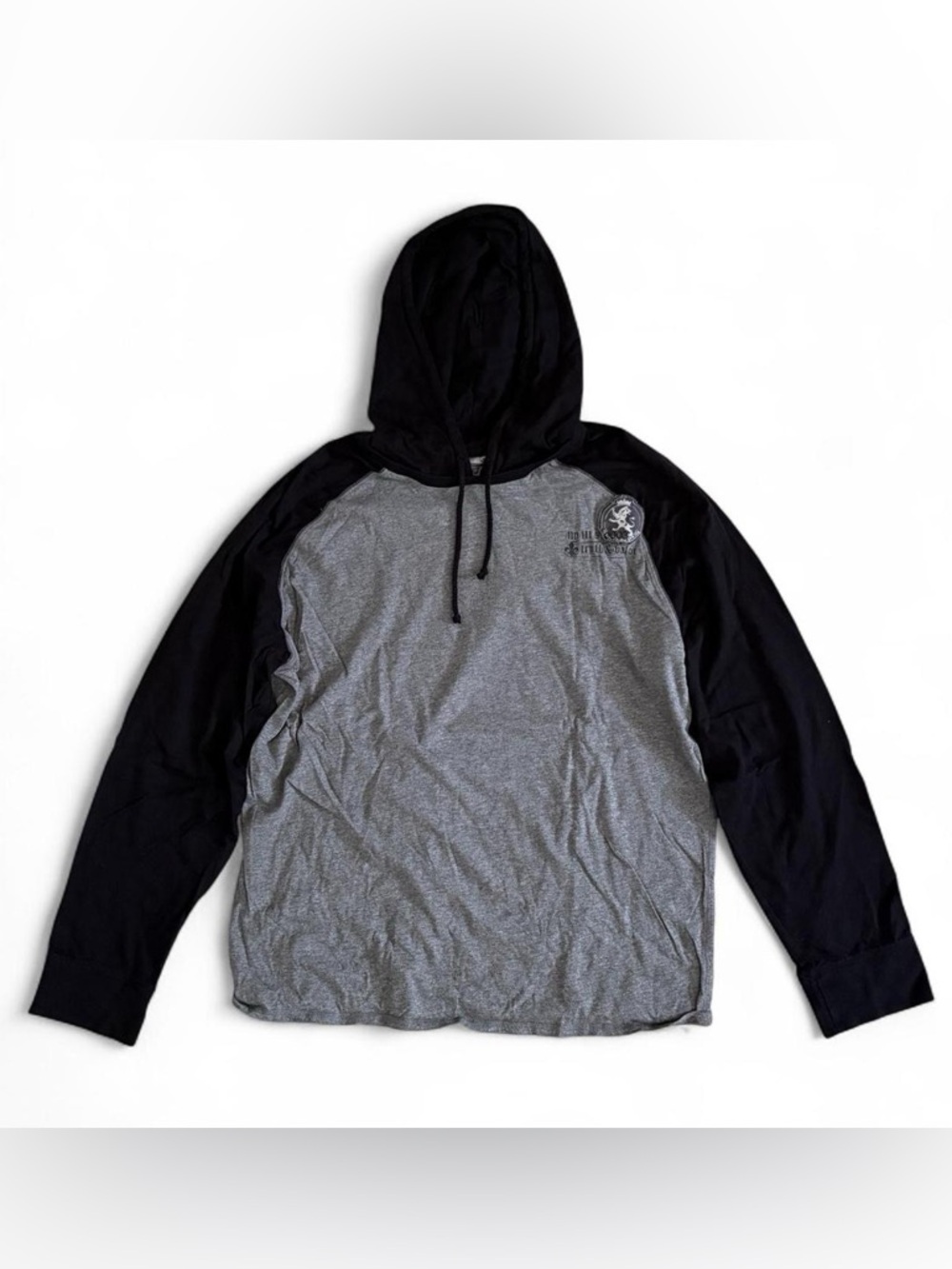 Express grunge hooded long sleeve shirt